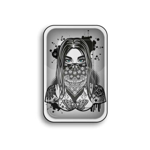 Metal Rolling Tray Tattoo Girl