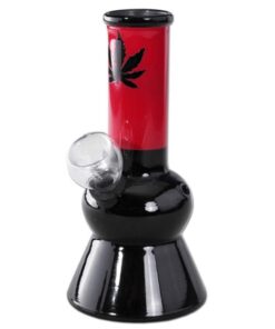Black Glass Bong met cannabis blad 13,5cm