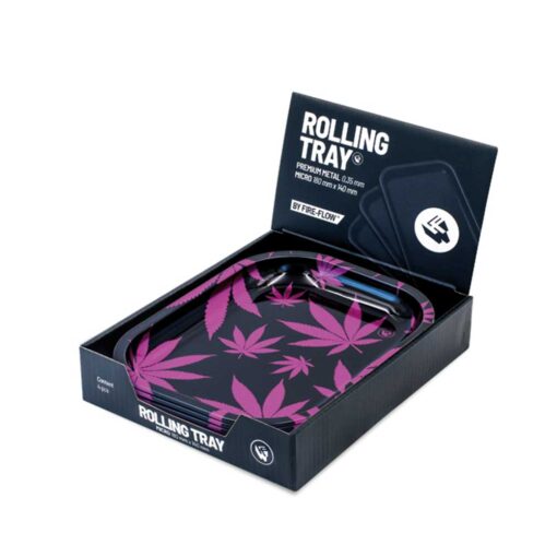 FIRE-FLOW™ Rolling Tray – Leaves Pink (140x180mm) - Afbeelding 2