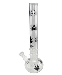 Black Leaf Glass Bong with Leaves Black 35cm