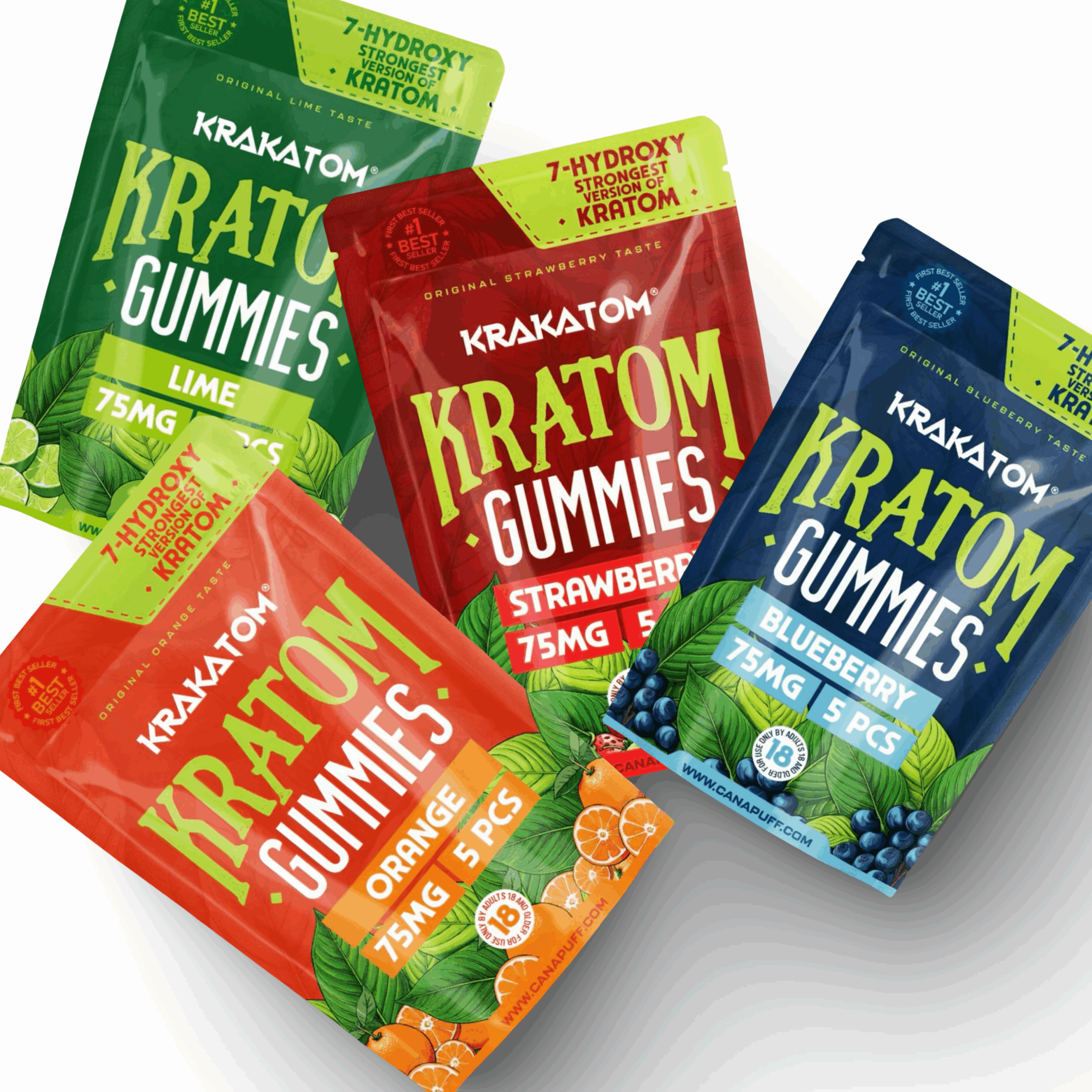 Kratom Gummies – 75 mg per gummy, 5 stuks per verpakking